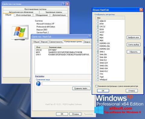 Ekraanipilt HashTab Windows 8