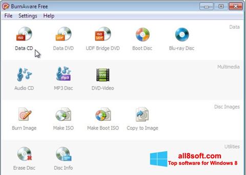 Ekraanipilt BurnAware Free Windows 8