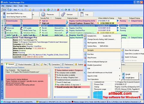 Ekraanipilt AnVir Task Manager Windows 8