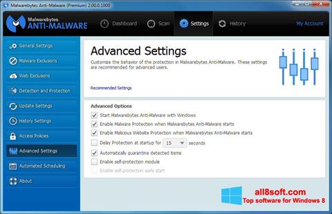 Ekraanipilt Malwarebytes Anti-Malware Windows 8
