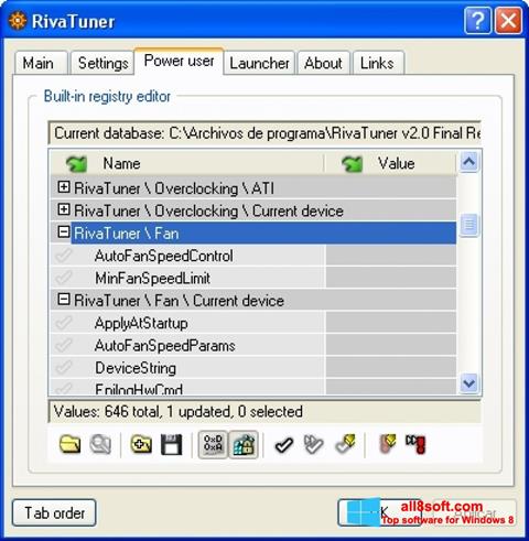 Ekraanipilt RivaTuner Windows 8