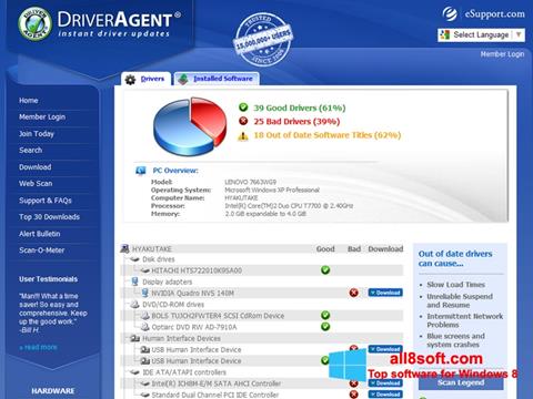 Ekraanipilt DriverAgent Windows 8