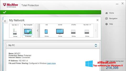 Ekraanipilt McAfee Total Protection Windows 8