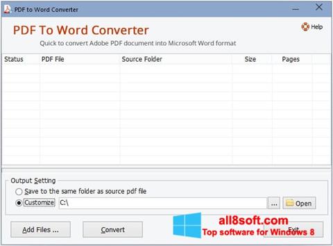 Ekraanipilt PDF to Word Converter Windows 8