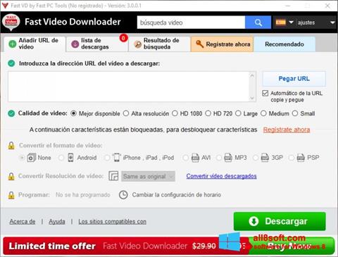 Ekraanipilt Fast Video Downloader Windows 8