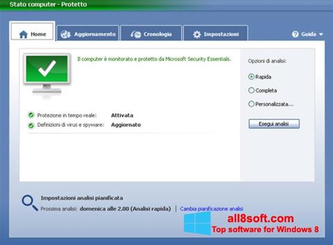 Ekraanipilt Microsoft Security Essentials Windows 8