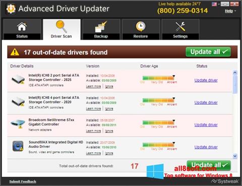 Ekraanipilt Advanced Driver Updater Windows 8