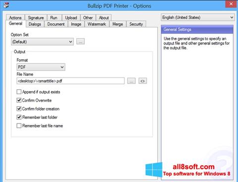 Ekraanipilt BullZip PDF Printer Windows 8
