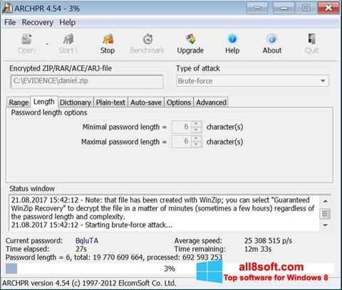 Ekraanipilt Advanced Archive Password Recovery Windows 8