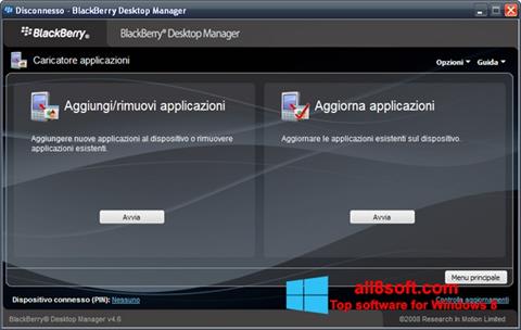 Ekraanipilt BlackBerry Desktop Manager Windows 8