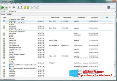 Ekraanipilt Advanced IP Scanner Windows 8