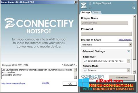 Ekraanipilt Connectify Hotspot PRO Windows 8