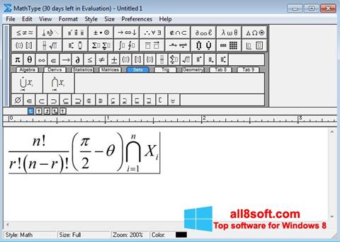 Ekraanipilt MathType Windows 8