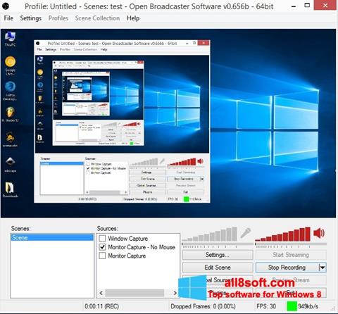 Ekraanipilt Open Broadcaster Software Windows 8