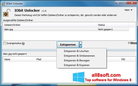 Ekraanipilt IObit Unlocker Windows 8