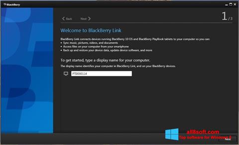 Ekraanipilt BlackBerry Link Windows 8