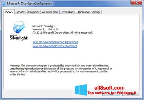 Ekraanipilt Microsoft Silverlight Windows 8