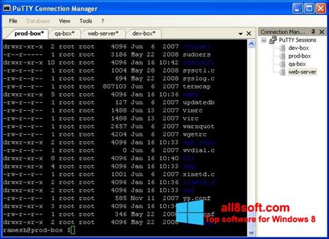 Ekraanipilt PuTTY Connection Manager Windows 8