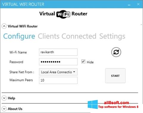 Ekraanipilt Virtual WiFi Router Windows 8