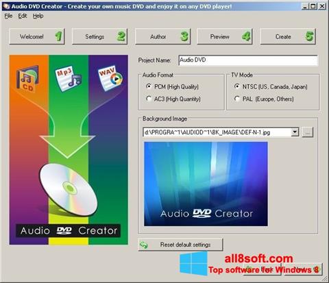 Ekraanipilt Audio DVD Creator Windows 8
