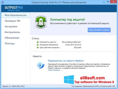 Ekraanipilt Outpost Security Suite PRO Windows 8