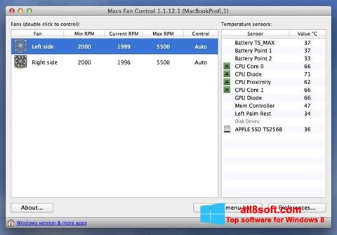 Ekraanipilt Macs Fan Control Windows 8