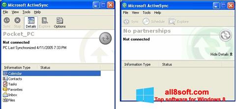 Ekraanipilt Microsoft ActiveSync Windows 8
