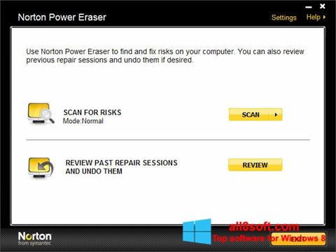 Ekraanipilt Norton Power Eraser Windows 8