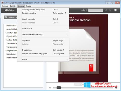Ekraanipilt Adobe Digital Editions Windows 8