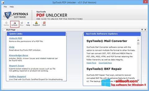 Ekraanipilt PDF Unlocker Windows 8