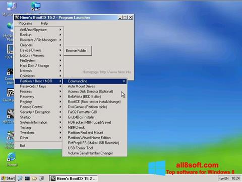 Ekraanipilt Hirens Boot CD Windows 8