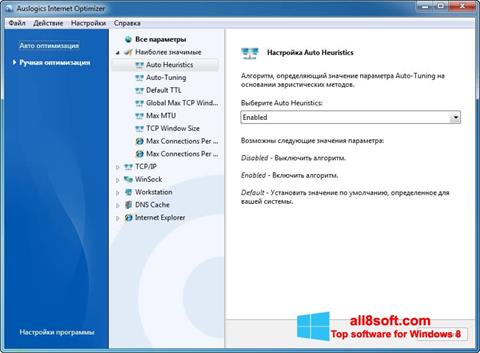 Ekraanipilt Auslogics Internet Optimizer Windows 8