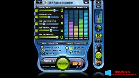 Ekraanipilt DFX Audio Enhancer Windows 8