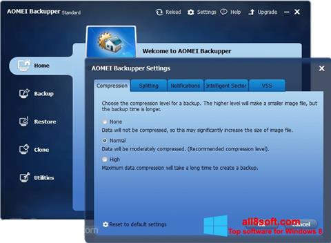 Ekraanipilt AOMEI Backupper Windows 8