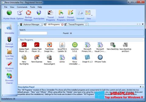 Ekraanipilt Revo Uninstaller Windows 8