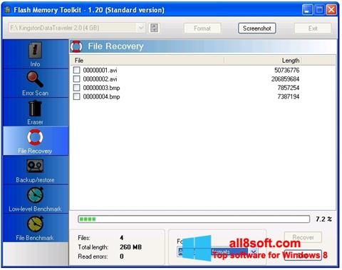 Ekraanipilt Flash Memory Toolkit Windows 8