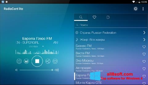 Ekraanipilt Radiocent Windows 8