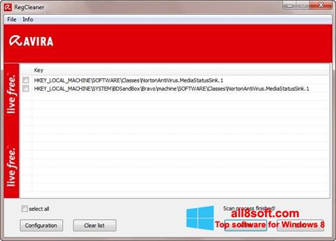 Ekraanipilt Avira Registry Cleaner Windows 8